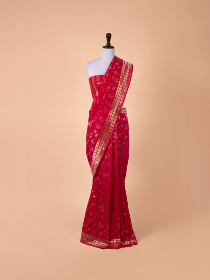 Handwoven Rani Pink Silk Saree