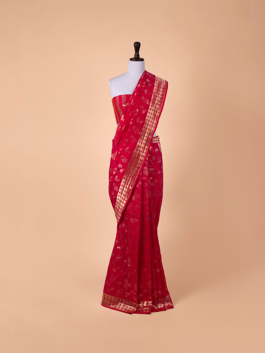 Handwoven Rani Pink Silk Saree