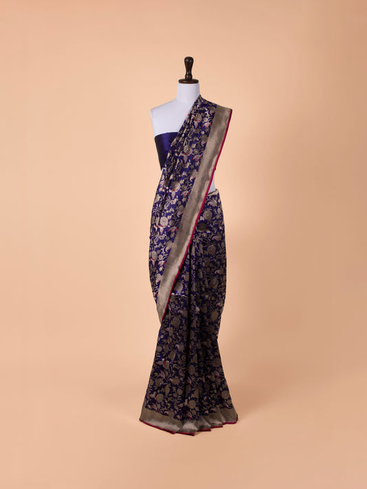 Handwoven Royal Blue Silk Saree