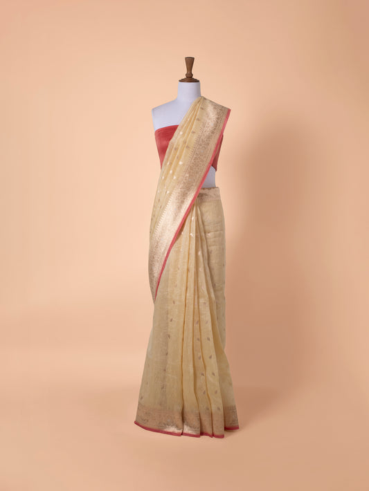 Handwoven Yellow Linen Saree