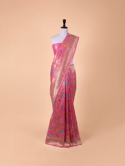 Handwoven Pink Silk Saree