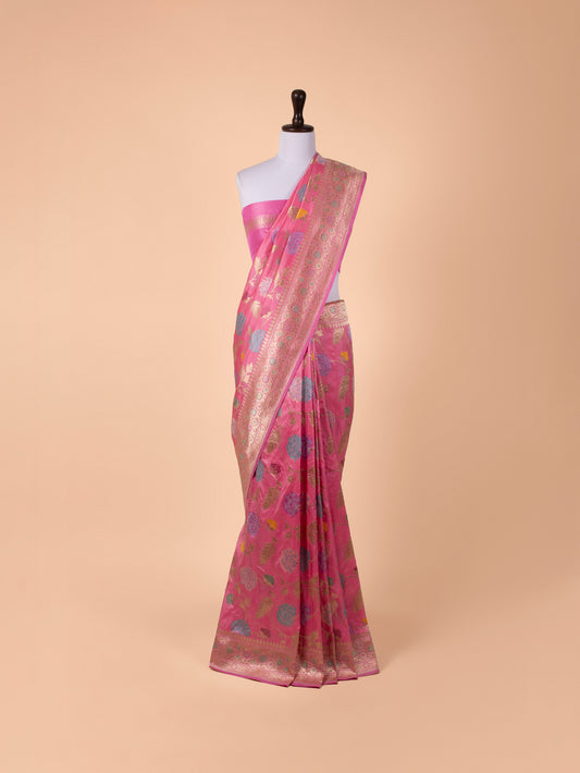 Handwoven Pink Silk Saree