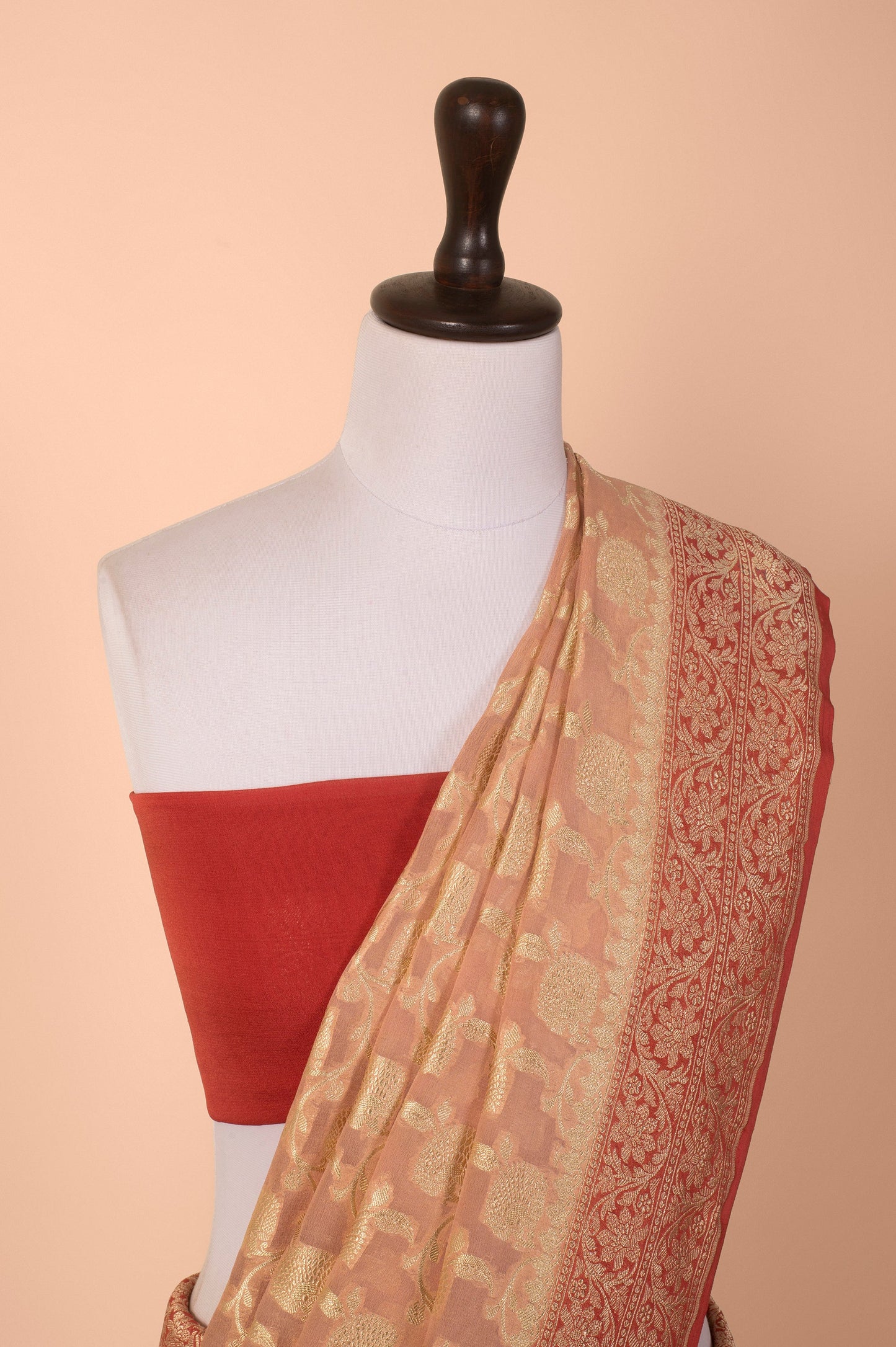 Handwoven Peach Georgette Saree