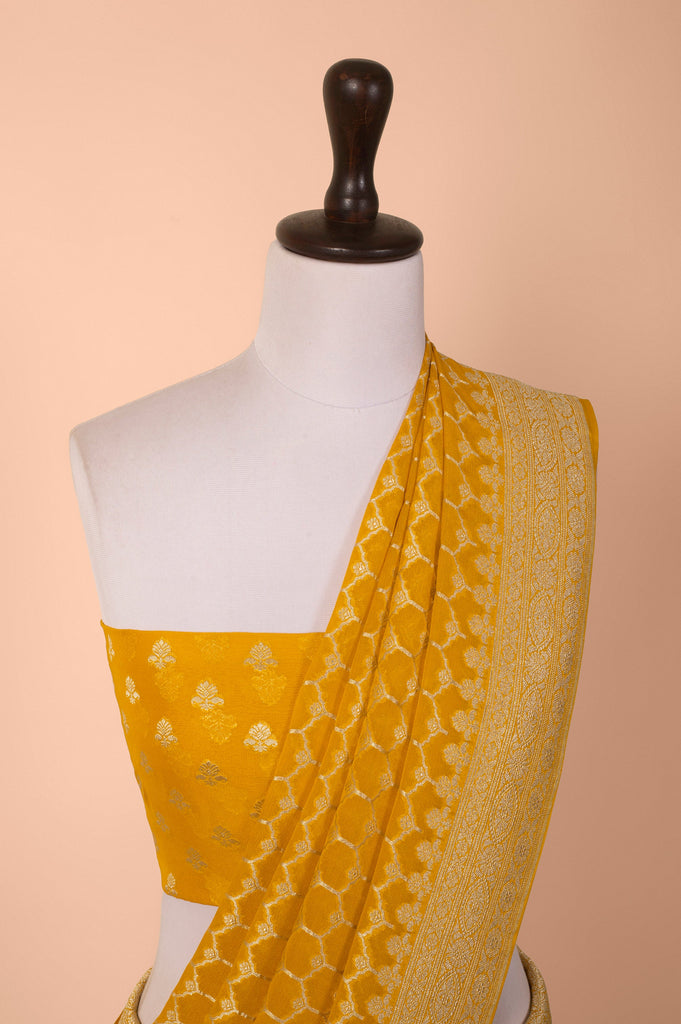 Handwoven Mustard Georgette Saree