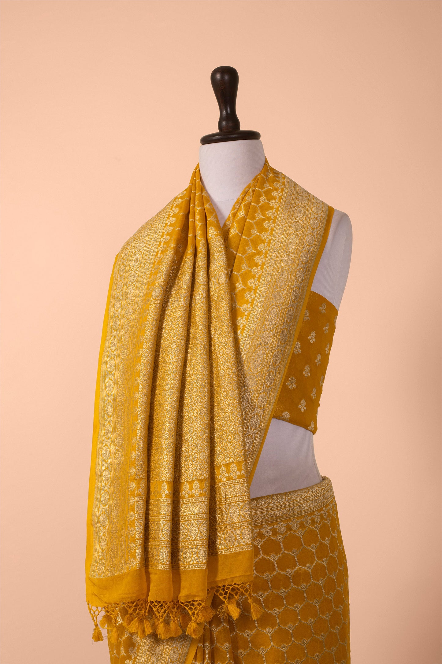Handwoven Mustard Georgette Saree