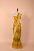Handwoven Yellow and Green Georgette Saree