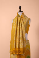 Handwoven Yellow and Green Georgette Saree