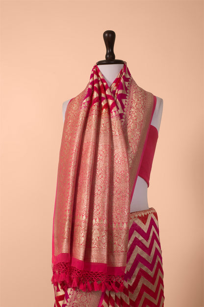 Handwoven Pink Georgette Saree