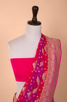 Handwoven Pink and Purple Georgette Saree