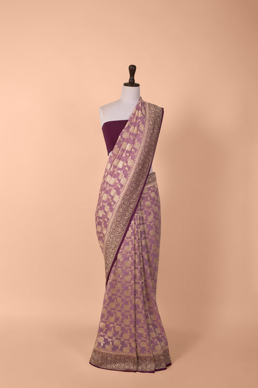 Handwoven Mauve Georgette Saree