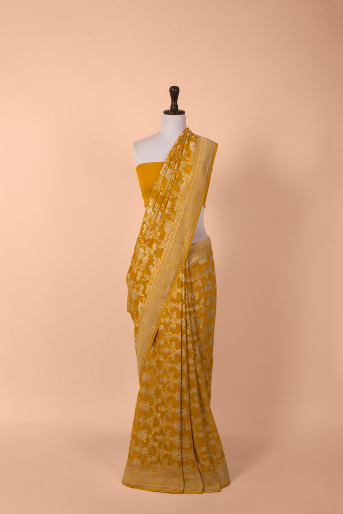 Handwoven Mustard Georgette Saree