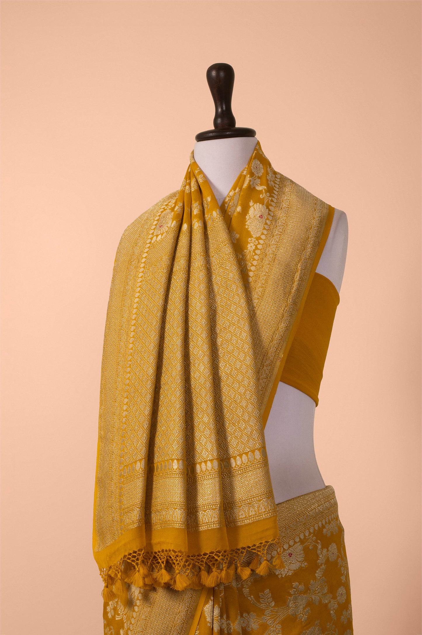 Handwoven Mustard Georgette Saree