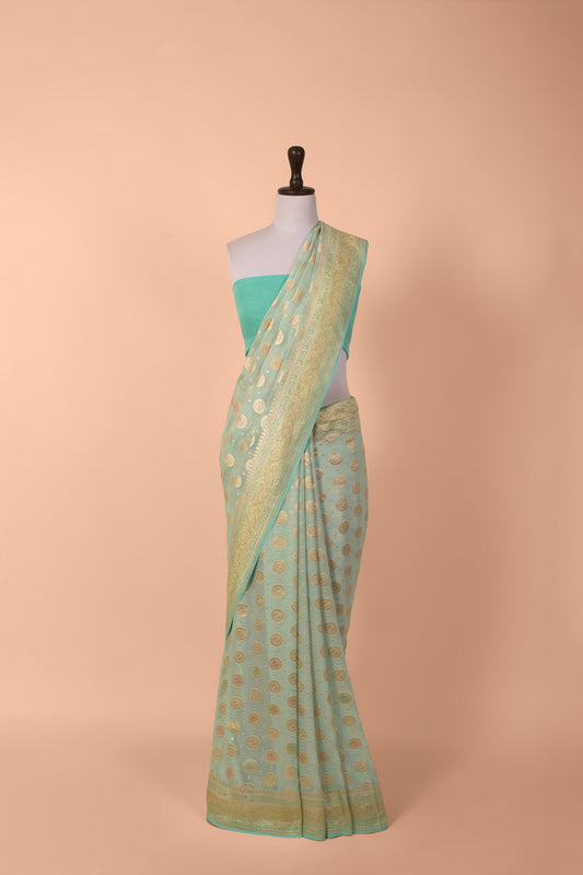 Handwoven Blue Georgette Saree