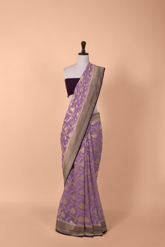 Handwoven Purple Georgette Saree