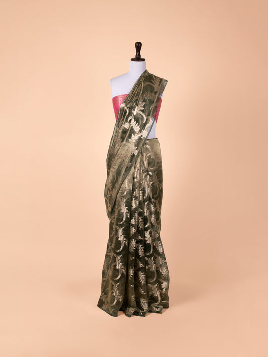 Handwoven Green Tissue Saree