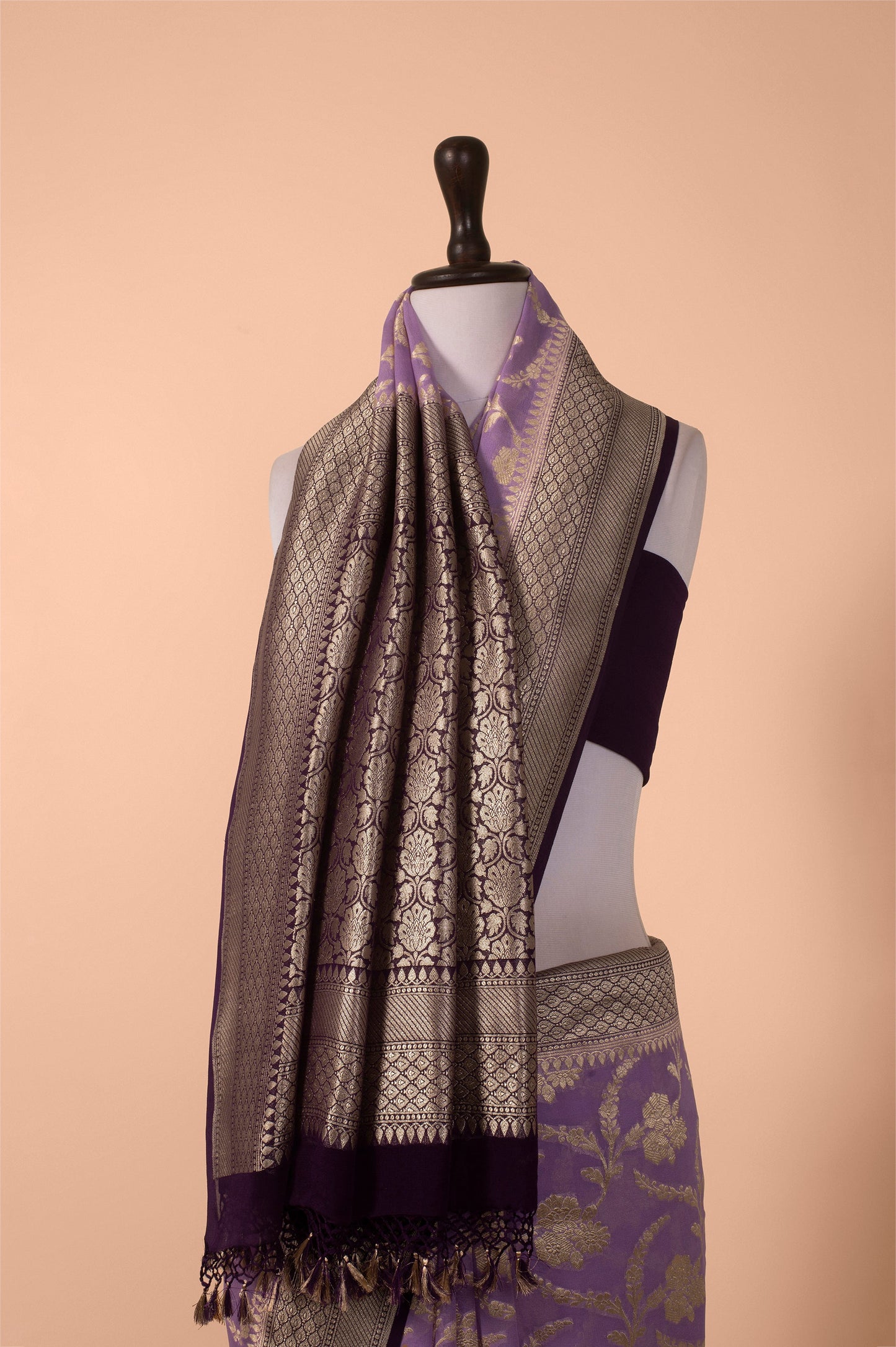 Handwoven Purple Georgette Saree