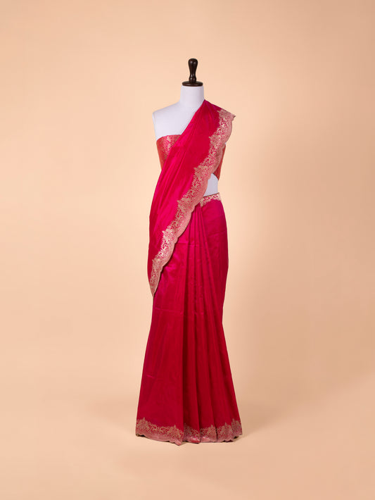 Handwoven Rani Pink Silk Saree