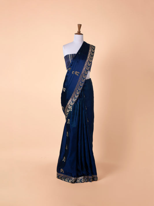 Handwoven Blue Satin Silk Saree