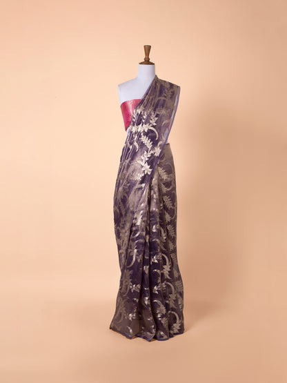 Handwoven Purple Tissue Saree