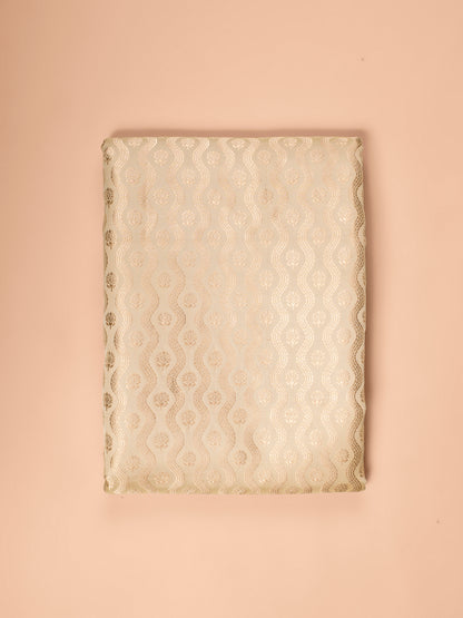 Handwoven Beige Satin Silk Fabric