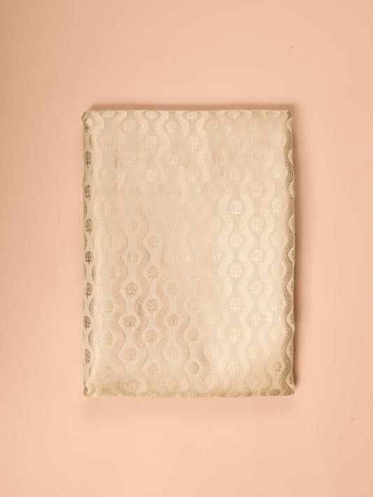 Handwoven Beige Satin Silk Fabric