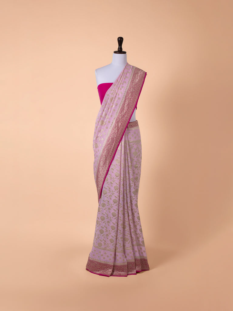 Handwoven Mauve Georgette Saree
