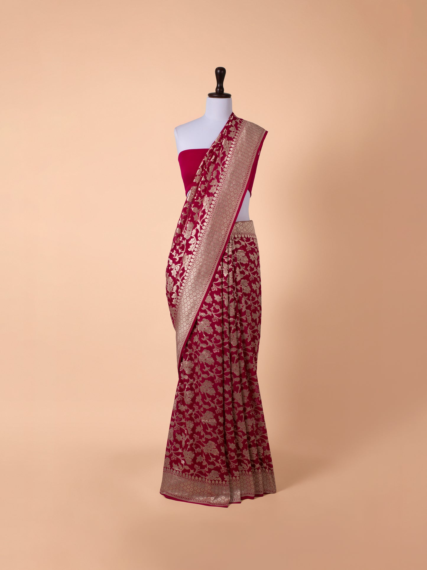 Handwoven Rani Pink Georgette Saree