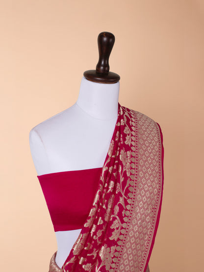 Handwoven Rani Pink Georgette Saree