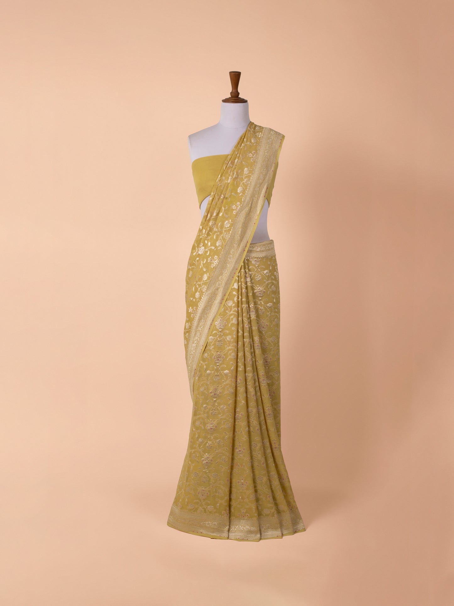 Handwoven Yellow Georgette Saree