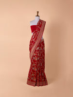 Handwoven Red Georgette Saree