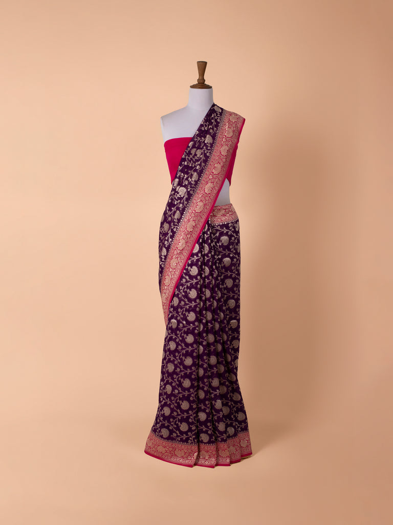 Handwoven Purple Georgette Saree