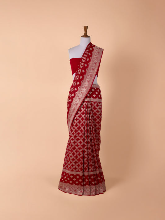 Handwoven Red Georgette Saree