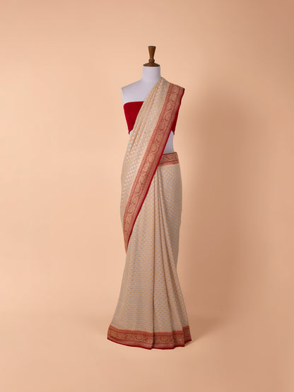 Handwoven Off White Georgette Saree