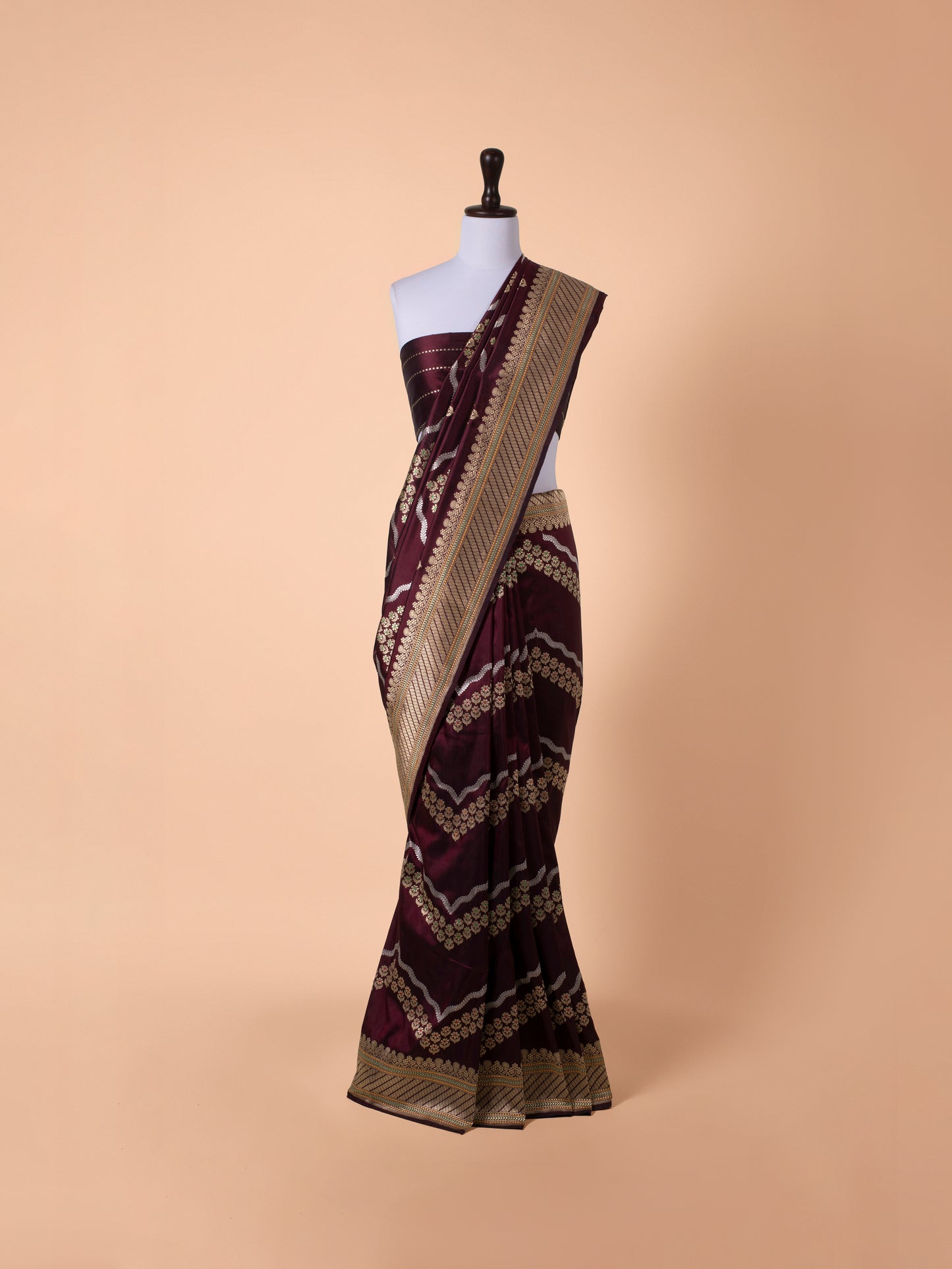 Handwoven Garnet Silk Saree