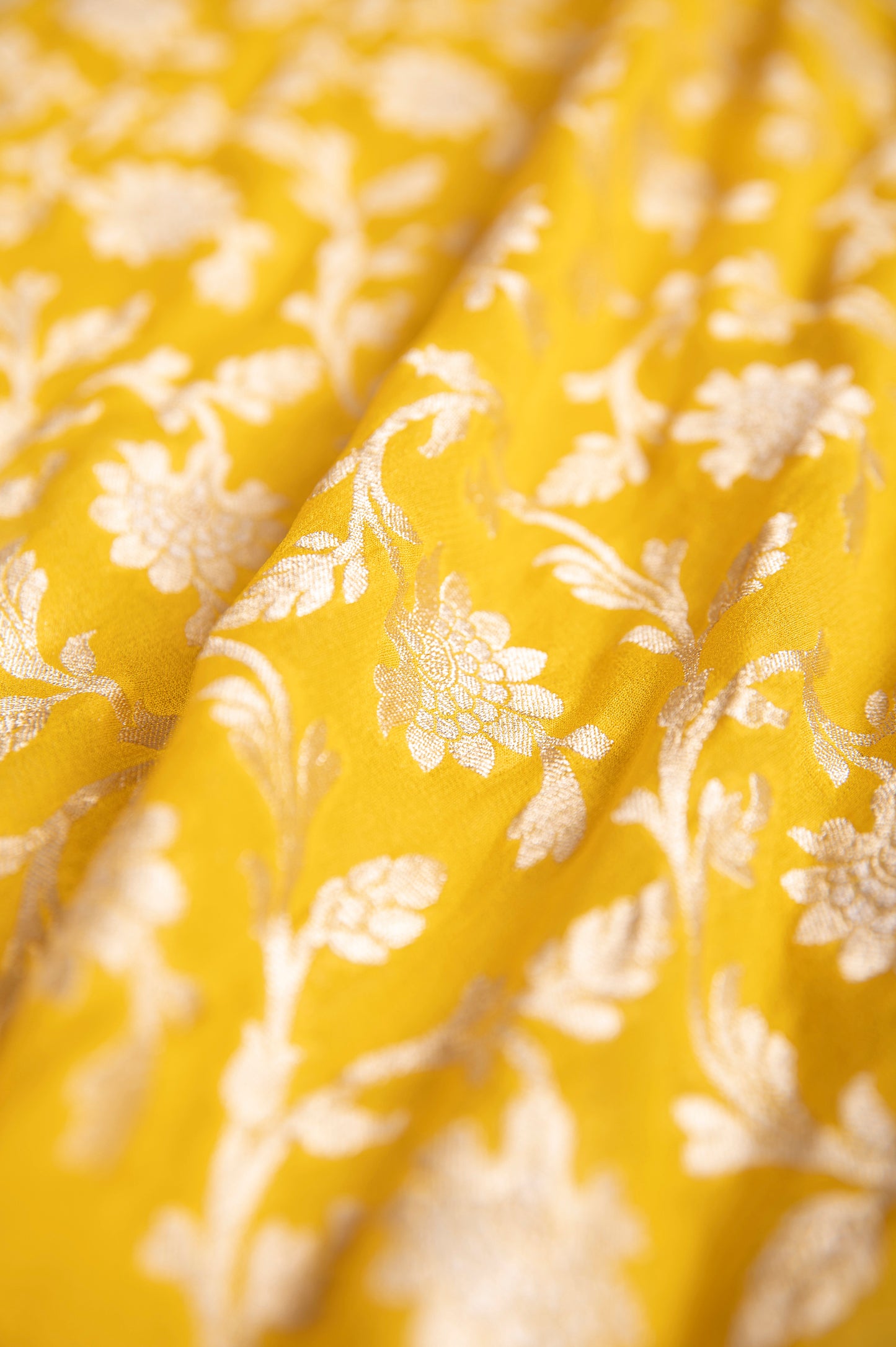 Handwoven Yellow Georgette Fabric