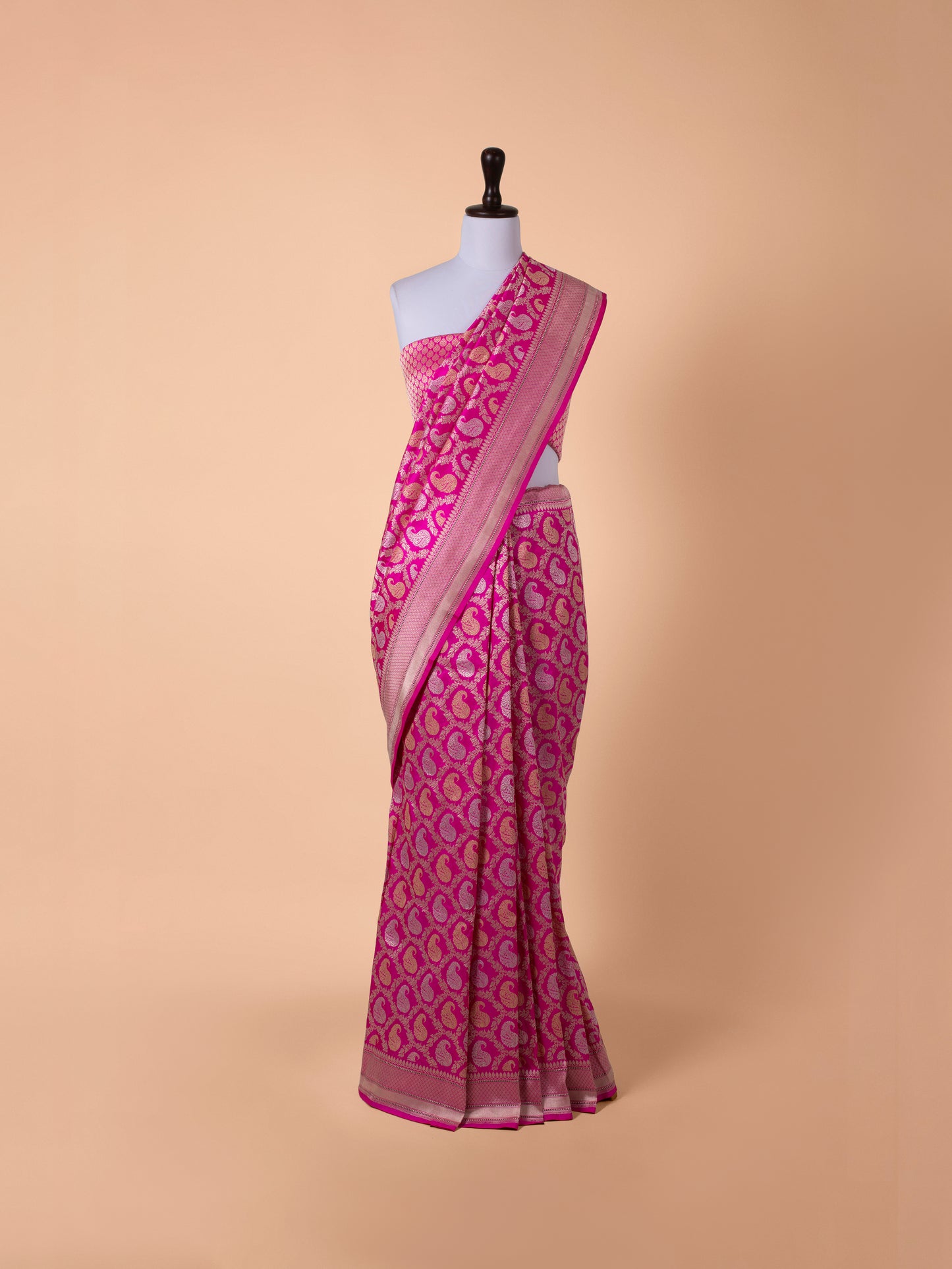 Handwoven Rani Pink Silk Saree