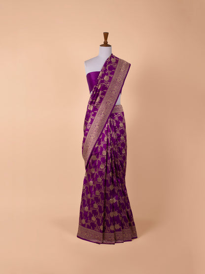 Handwoven Magenta Silk Saree