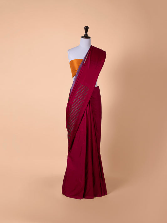 Handwoven Rani Pink Satin Silk Saree