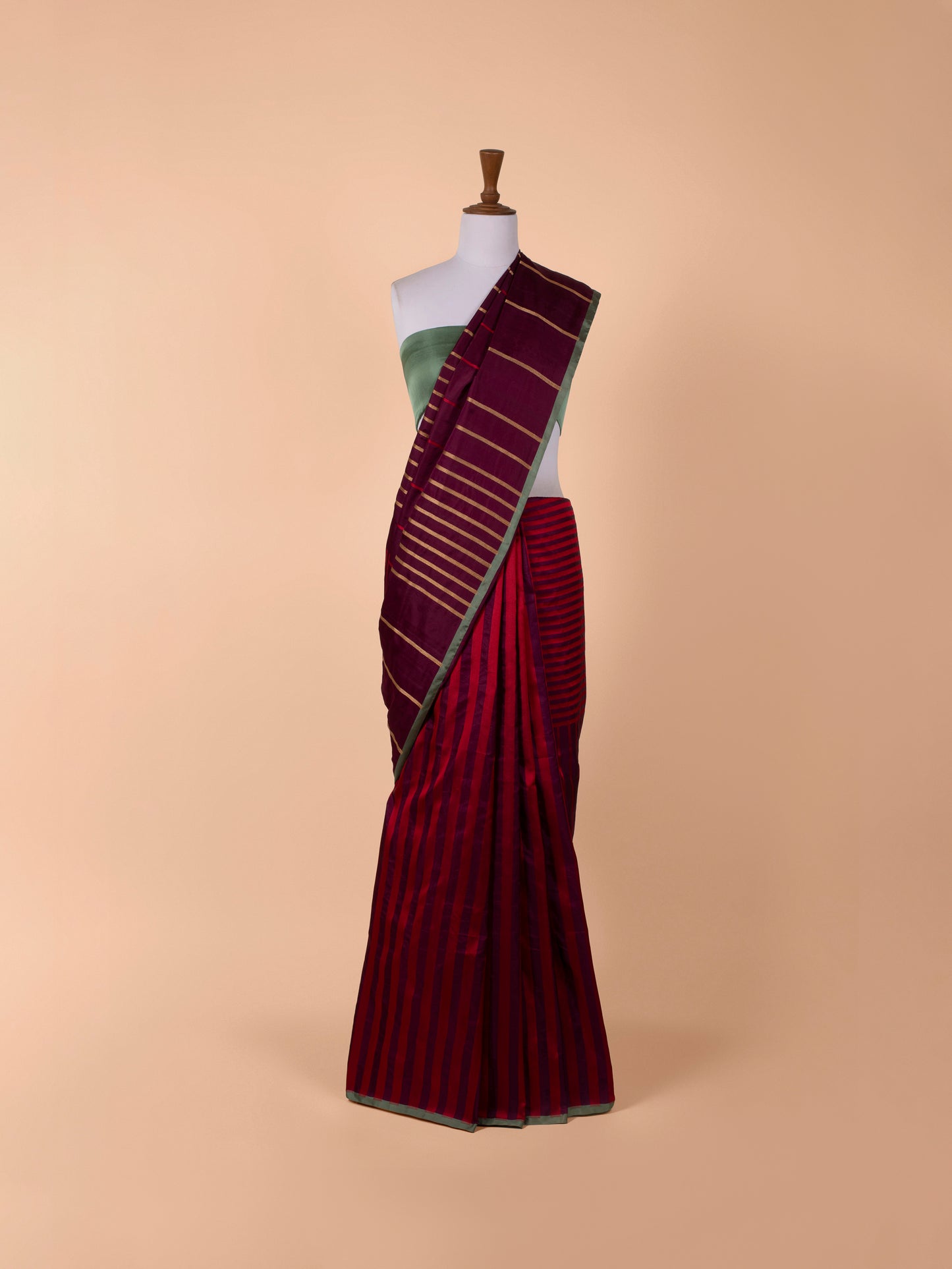 Handwoven Garnet Satin Silk Saree