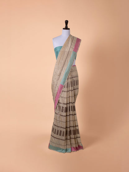 Handwoven Beige Silk Saree