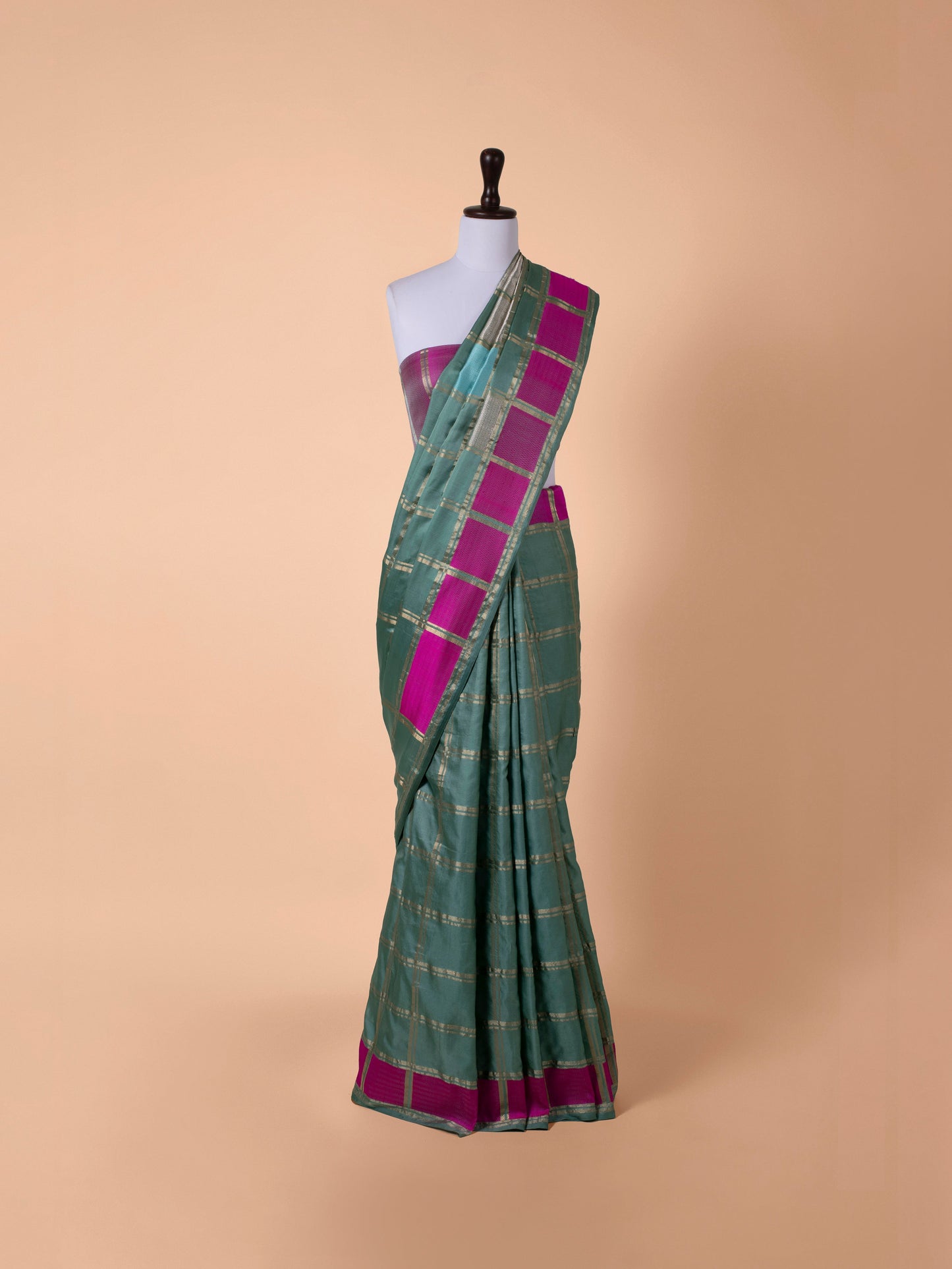 Handwoven Sea Green Satin Silk Saree