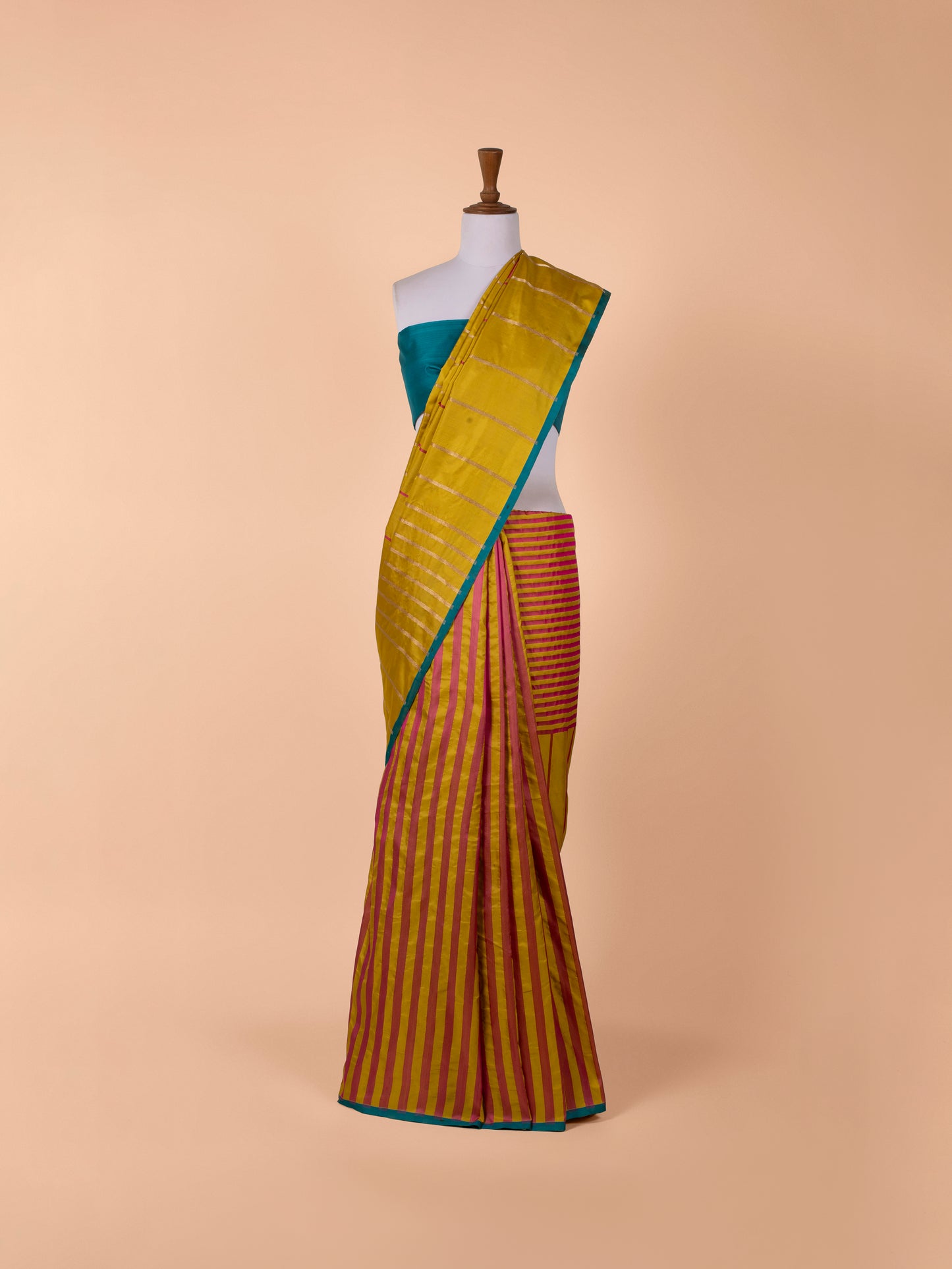 Handwoven Mustard Satin Silk Saree