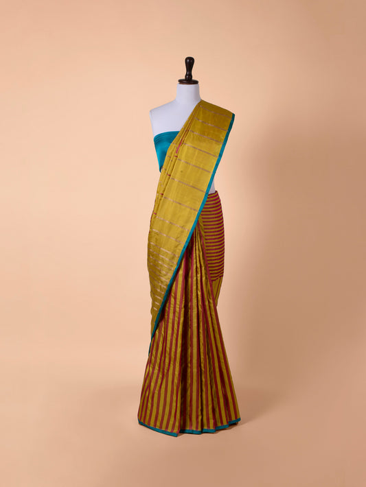 Handwoven Mustard Satin Silk Saree