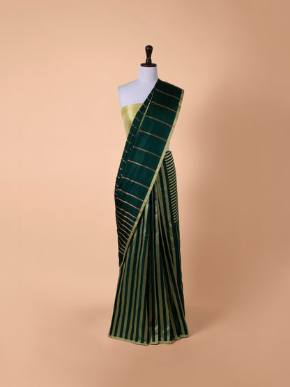 Handwoven Bottle Green Satin Silk Saree