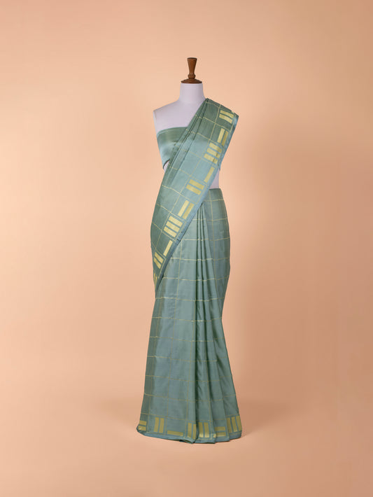 Handwoven Sea Green Satin Silk Saree