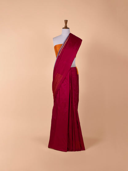 Handwoven Rani Pink Satin Silk Saree