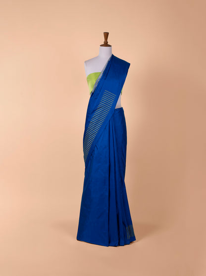 Handwoven Blue Satin Silk Saree