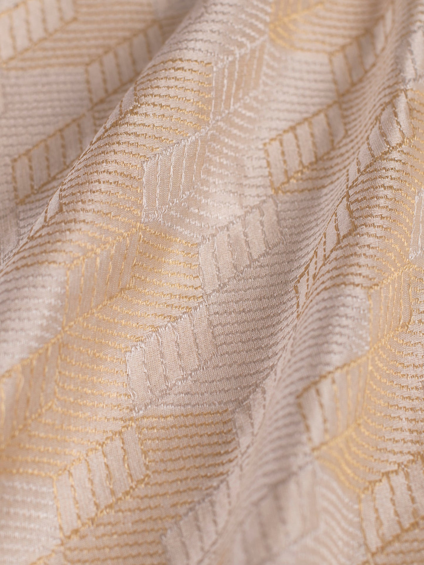 Handwoven Beige Satin Silk Blouse Fabric