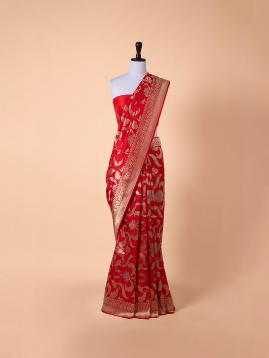 Handwoven Red Silk Saree