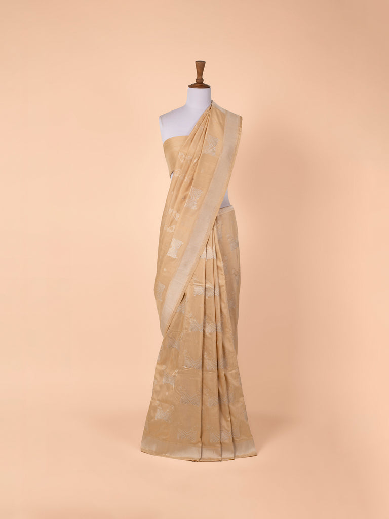 Handwoven Beige Cotton Saree